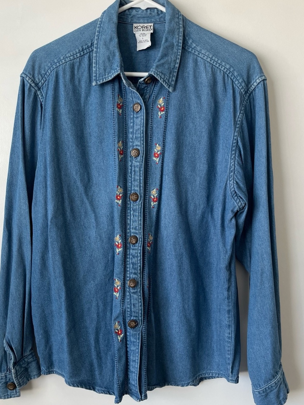 Koret Light Blue Denim Shirt with Floral Accents